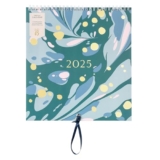 Busy B 2025 Wall Calendar – Family Calendar, Green Marble Design with 5 Columns & Storage Pockets – Monthly 2025 Calendar for Busy Families with Colour-Coded Stickers – 23.5 x 25.5cm – Family wall calendar