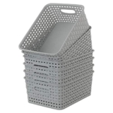 Cadineer 6-pack Plastic Grey Rattan Storage Basket Small Weave Basket Box – Storage baskets