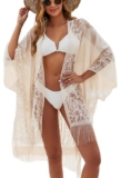 colornival Sexy Elegant Lace Kimono Beach Cover Up for Women, Lightweight Open Front and Fringe Kimono for Holidays, Poolside, Seaside and Party – Beach cover-up