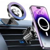 Coolpow for Magsafe Car Mount【Strong Magnets】 Magnetic Phone Holder for Car Phone Holder Dash【360°】 Phone Mount for CAR Accessories for Women iPhone 16 15 14 & MagSafe Case All Phones with Metal Ring – Magnetic phone mount