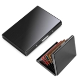 Best Deal on Credit Card Holder Card Wallet Metal Card Holder Wallet RFID Blocking Brushed Stainless Steel Minimalist and Ultra Light Bank ID Card Holder Case Box with 6 PVC Slots Pocket Purse for Men Women – Only 3.19!