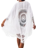 CUPSHE Women’s Tassel Long Kimono Cardigans Beach Swimsuit Bikini Cover Up White One Size – Sarong