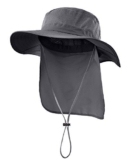 Decentron Outdoor UPF50+ Mesh Sun Hat Wide Brim Fishing Hat with Neck Flap (Dark Grey) – Wide-brimmed hat