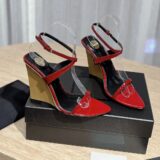 Original  2024 Genuine Leather Round-Toe Wedges Ankle-Strappy Woman Sandals Espadrilles Elevator Shoes Loafers Sapato Feminino – wedge sandals