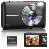 Digital Camera 1080P FHD Compact Digital Camera 44MP Portable Mini Small Photo Camera with 2.4″ LCD Screen, 16X Digital Zoom and 1 Battery Vlogging Camera for Kids, Girls, Boys-Black (No SD Card) – Digital camera