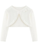 Domee Girls Knitted Cardigan Cotton Bolero Shrug Long Sleeve Solid Colour Cream White 8-10 Years (Manufacturer Size 140) – Kids cardigan