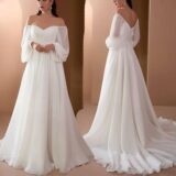 Best Sale on Elegant Puff Sleeve White Maxi Dresses Women Evening Party Outfit 2024 Autumn Off Shoulder Strapless Backless Floor-Length Dress – Only 19.26!