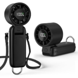 Eoboya Handheld Portable Fan, 100-Speed Adjustable,5000mAh,USB Rechargeable,7-Blade High-Speed Cooling, LED Display, 3-in-1 Foldable Desktop & Handheld & Neck,for Outdoor/Travelling/Home/Office(Black) – Portable fan
