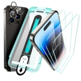 ESR for iPhone 14 Pro Max Screen Protector Set, 3 Tempered-Glass Screen Protectors and 1 Set of Camera Lens Protectors, Smooth Rounded Edges, Full-Coverage Military-Grade Protection, Scratch Resistant – Screen protector set