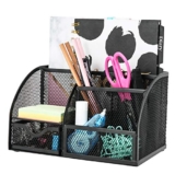 EXERZ Desk Organiser/Mesh Desk Tidy Caddy/Pencil Holder Multifunctional with 7 Compartments- Black – Desk organizer