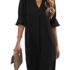 Womens Long Sleeve Knitwear Sweater Dress Turtle Neck Chunky Cable Ribbed Knitted Jumper Dresses Sexy Perspective Mesh Wrap Dress Pullover Mini Elegant Winter Dress (Black, L) – Sweater dress