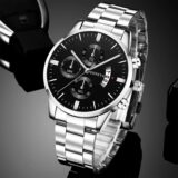 Best Sale on Fashion Mens Watches Luxury Silver Stainless Steel Quartz Wrist Watch Man Business Watch for Men Calendar Clock Reloj Hombre – Only 2.63!