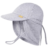 FURTALK Cotton Baby Toddler Sun Hat UPF 50+ UV Protection Kids Unisex Girls & Boys Summer Cap with Adjustable Chin Strap Neck Flap, Grey, 6-24 Months – Baby hat