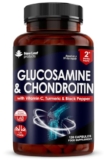 Glucosamine and Chondroitin High Strength – Enriched With Turmeric And Vitamin C – Glucosamine Sulphate Chondroitin Sulphate, Food Supplement – Contributes To The Normal Function of Bones 120 Capsules – Joint care supplement