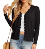 GRECERELLE Women’s Cardigan Black Cardigans for Women V Neck Long Sleeve Knit Jumpers Thin Cardigans for Women uk Womens Cardigans Wedding (Black, M) – Cardigan