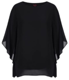 Hanna Nikole Womens Plus Size Cold Shoulder Chiffon Blouse Batwing Sleeves Loose Flowy Tunic Black 24W – Plus size blouse