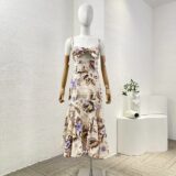 XNWMNZ 2025 Summer Lady Hipster Sleeveless Top Strapless dress Evening Party Woman slash neck Collar Midi Skirt zipper Dresses – midi dress