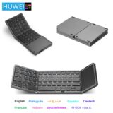 Best Sale on HUWEI Mini Folding Wireless Bluetooth Keyboard Russian Spanish Arabic Hebrew Portugues with Touchpad for Windows, Android, IOS – Only 20.59!