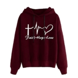 Best Discount on jieGorge Women Ladies Oversized Pullover Hoodie Top Long Sleeve Pullover Comfort Warm Ladies Drawstring Hooded Casual Loose Blouse Round Neck Sweatshirt Top Jumper Wine – Only 0.01!