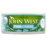 John West Tuna Chunks in Brine, 145g, Pack of 12 – Tinned tuna in brine