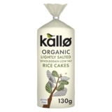 Kallo Organic Lightly Salted Rice Cakes, Wholegrain Slices, Low Fat Healthy Snacks, Vegan Friendly, Gluten Free & Sugar Free with No Artificial Colours or Flavours, Multi Pack – 12 x 130g – Brown rice cakes