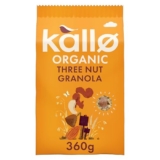Kallo Organic Three Nut Crunch Granola, 360g – High-Fibre, Wholegrain Breakfast with Hazelnuts, Almonds & Cashews – Protein granola clusters