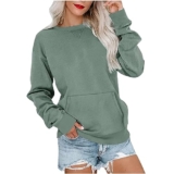 Best Discount on Keepink Women’s Jumpers Lightweight Baggy Sweatshirt Solid Long Sleeve Pullover Top with Pocket Crew Neck Casual Tunic Hoodie Gym Activewear Jumper Regular Ladies Sweat Shirts UK – Only 2.99!