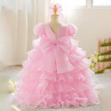 Best Discount on Kids Girl’s 2-piece Outfit Puff Sleeve Layered A-line Dress with Bow Headband Summer Outfit – Only 10.89!