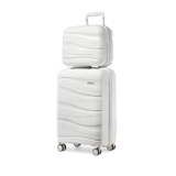 Kono Luggage Sets of 2 Piece Lightweight Polypropylene Hard Shell Suitcase with TSA Lock Spinner Wheels Travel Carry On Hand Cabin Luggage with Beauty Case (Set of 2, White) – Travel suitcase