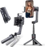 KOSCHEAL Gimbal Stabilizer for Smartphone, Foldable and Portable Phone Gimbal with Fill Light&Wireless Remote, Phone Stabilizer for iPhone & Android, Support 360°of Vertical&Horizontal Rotation – Smartphone gimbal