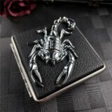 Best Discount on Leather Metal Cigarette Storage Box 3D Scorpion Pattern 20 Cigarette Creative Home Gadgets Gift for Women Men Smoking Accessory – Only 9.99!