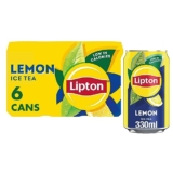 Lipton​ Lemon​ Ice Tea Can 330 ml (Pack of 6), low calorie​ soft drink​, ​100% black tea extract – Iced tea (sugar-free)
