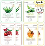 MEAROSA Vitamin C Collagen Firming Facial Sheet Mask Korean Skin Care Hydrating & Nourishing Premium Quality Natural ingredients Essence Sensitive skin(8 Variety pack 25ml) – Moisturising sheet masks