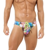 Best Sale on Men’s Swimming Shorts Camouflage Multicolored Triangle Drawstring Swim Trunks Mens Board Shorts 19 (White, L) – Only 0.09!