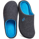 Men’s Two-Tone Memory Foam Slipper – Dark Gray/Blue Large – UK 10-11 – Memory foam slippers