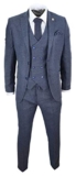 Mens Wool 3 Piece Suit Double Breasted Waistcoat Tweed 1920s Blue – Double-breasted blazer