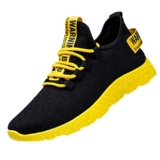 Best Sale on Men Trainers Running Shoes Lightweight Breathable Comfortable Walking Sneakers Mesh Workout Shoes Sports Athletic Tennis Trainers Yellow – Only 4.39!