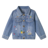 Miipat Toddler Girls Denim Jacket Longe Sleeve Embroidery Button Kids Patch Jeans Jacket Baby Girl Jeans Coat Girl Casual Outerwers 120 4-5 Years – Denim jacket for kids
