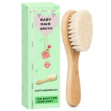Molylove Baby Hair Brush with Wooden Handle and Super Soft Goat Bristles for Newborns, Infant, Toddlers, Kids – Baby hair brush