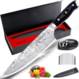 MOSFiATA Ultra Sharp Kitchen Chef Knife 8 inch, Premier High Carbon German EN1. 4116 Stainless Steel, Full Tang Blade Pro Chopping Cooking Knife with Sharpener Finger Blade Guard Gift Box – Chef’s knife