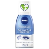 NIVEA Double Effect Waterproof Eye Make-Up Remover (125ml), Daily Use Face Cleanser for Make-Up and Mascara with Cornflower Extract and Biotin – Makeup remover