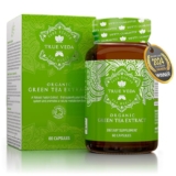 Organic Green Tea Extract Capsules – Certified Organic by Soil Association | 100% Natural Supplement | Natural Low Caffeine Source | Vegan | Ayurveda | 60 Easy Swallow Green Tea Tablets | Made in UK – Green tea extract capsules