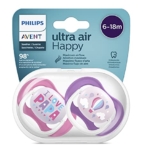 Philips Avent Ultra Air Pacifier, for 6-18m, Orthodontic & BPA-Free, 2 pcs, Including Sterilizer/Carrying Case, SCF080/04 Raspberry Pink and Purple – Pacifier