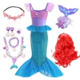 Best Sale on Princess Mermaid Ariel Birthday Party Dress for Girl Child Little Mermaid Costumes Dresses Carnival Theme Clothes for Girls Kids – Only 19.99!