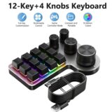 Best Deal on Programming Custom Macro Keyboard Bluetooth Wired RGB 12 Keys 4 Knobs Keyboards For Gaming Keypad Mechanical Hotswap Macropad – Only 20.09!