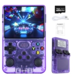 R36s Handheld Retro Game Console with Open Source Linux System, 3.5 Inch IPS Screen, 64G TF Card 10,000+ Retro Classic Games, Retro Games Console Handheld Emulator Console-Purple – Game console