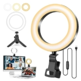 Ring Light with Tripod Stand&Clip Video Calls, Evershop 5″ Video Conference Halo Light 3 Light Colors+10 Brightness 360°Rotate Led Ring Light Stand Desk for Makeup PC Zoom Meeting YouTube TiKTok – Ring light