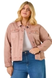 Roman Originals Jean Denim Jacket for Women UK – Ladies 100% Cotton Summer Casual Stretch Crop Smart Utility Trucker Biker Fitted Vintage Wash Faded Classic Jeans Work – Rose Plus – Size 20 – Plus size utility jacket