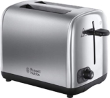 Russell Hobbs 2 Slice Toaster with Perfect Toast Technology for improved evenness (Wide slots, Lift & look feature, 6 Browning levels, Frozen & Cancel function, 850W, Brushed & Stainless Steel) 24080 – Toaster