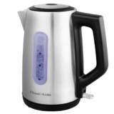Russell Hobbs Electric Kettle (For Hot Water, Tea or Coffee, 1.7L Capacity, Stainless Steel, Push to open lid, Perfect pour spout, Removable washable filter, Blue illumination, 3000W) Classics 27380 – Electric kettle